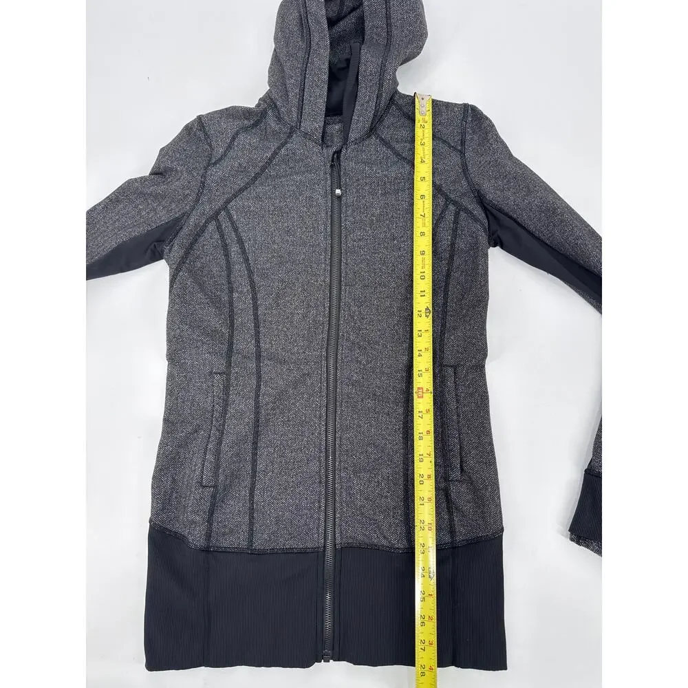 Lululemon Daily Practice Jacket Heathered Herringbone Gray and Black Size 8